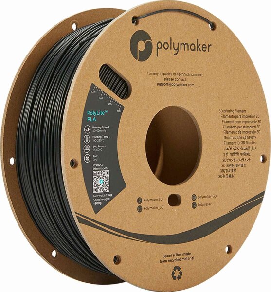 PolyMaker PLA (PolyLite) Schwarz 1,0kg