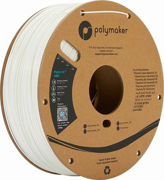 PolyMaker ABS (PolyLite) Weiß 1,0kg 1,75mm