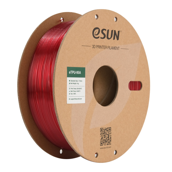 eSUN 3D eTPU 95A Transparent Rot 1,0kg 1,75mm
